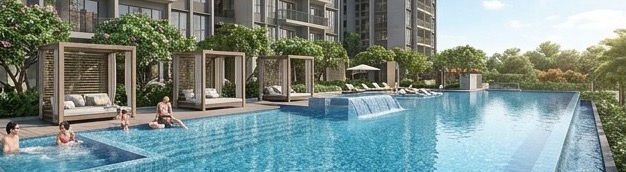 Resort pool: Lap pool with cabanas and spa jets